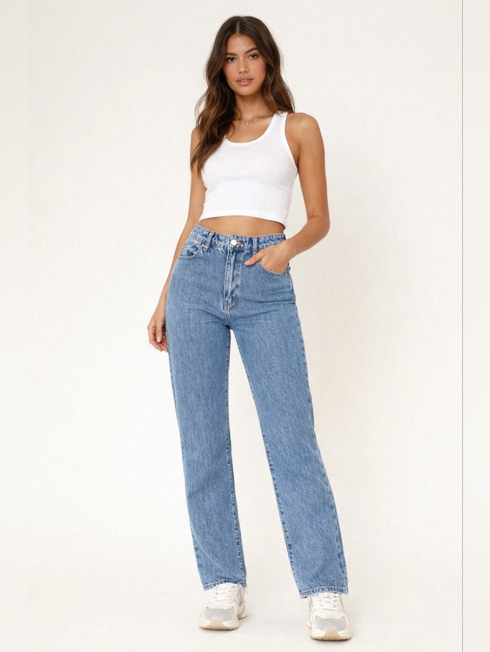 Classic High-Rise Straight Leg Jeans - Light Blue